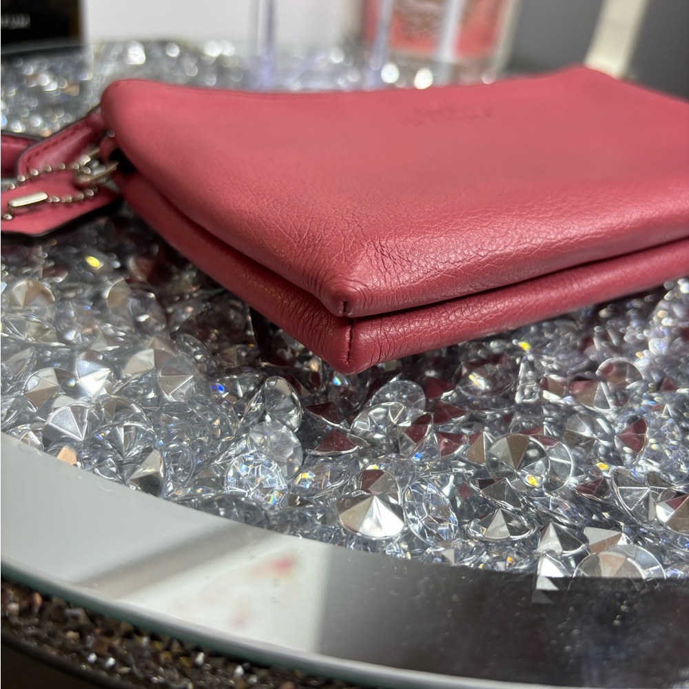 Coach pink Pebbled Leather Double Corner Zip Wristlet NWOT - Picture 10 of 15